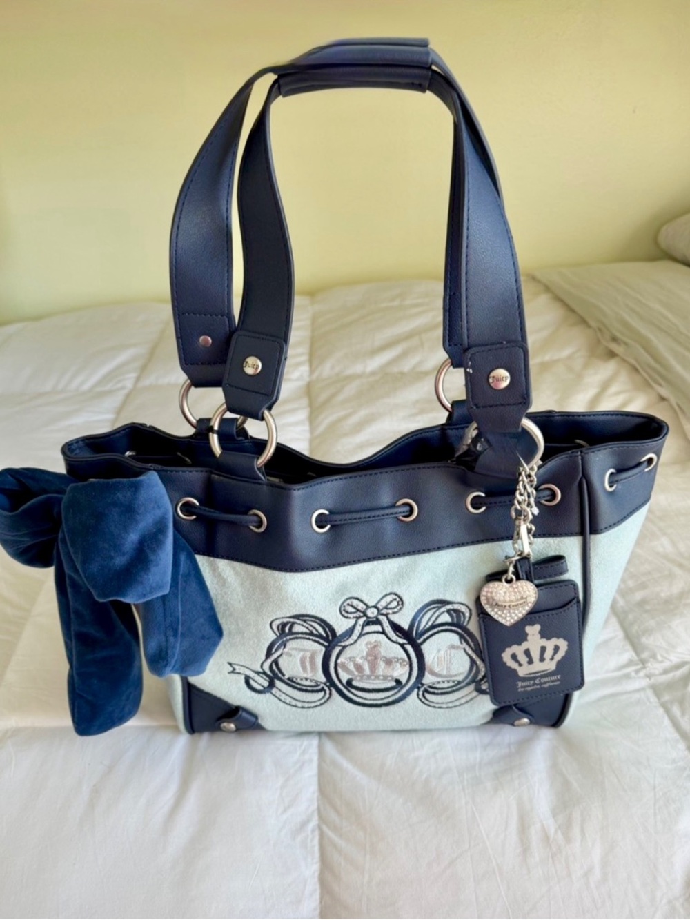 Juicy Couture Lovers Club Tote Daydreamer Bag Pastel Turquoise Regal Blue NWT